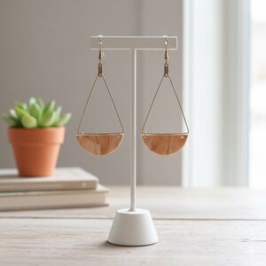 Elegant Gold and Tan Dangle Earrings